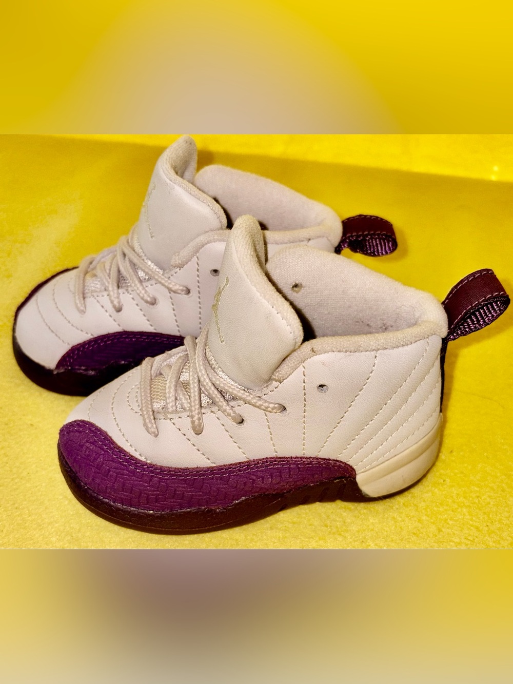 NIKE Air Jordan 12 Retro TD "Desert Sand / Pro Purple" - Size 6C